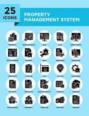 Property Management System icon collection set. Containing design property, system, management, business, concept, technology	