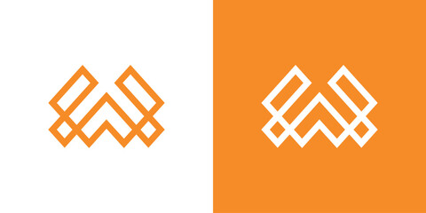 Abstract logo A and W letter combination, A and W letter line art logo