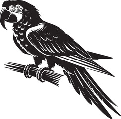 Macaw with wings silhouette