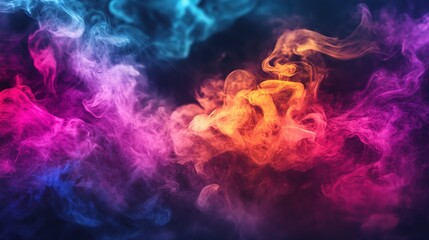 Ethereal Smoke in an Empty Room with Vibrant Colors and Effects