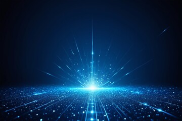 Fototapeta premium a close up of a blue light shining in a dark room