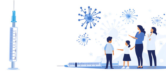 Vaccination awareness campaign community health center digital illustration educational setting informative perspective