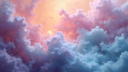 Fototapeta premium Abstract Nebula Veil Tapestry Wallpaper: A Celestial Background of Pastel Elegance