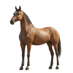 Fototapeta premium [Computergenerated horse with a brown coat and wellgroomed mane] Stunning CGI Horse with Groomed Mane Against Simple Background
