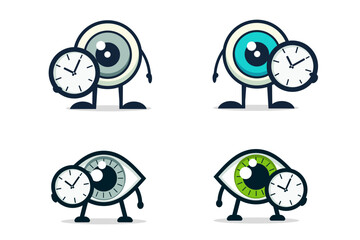 Vector Icon of an Eye Holding a Wall Clock - Concept for Time Awareness, Vision and Time Management