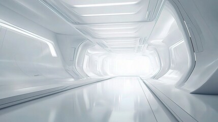 Obraz premium Sleek Minimalist Futuristic Interior with White Background and Light
