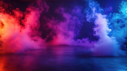 Ethereal Smoke in an Empty Room with Colorful Background Effects