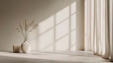 Minimalist Studio Background with Neutral Tones and Natural Touch