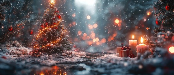Fototapeta premium [Holiday Spirit Happiness Gratitude Carols] Intense Fiery Volcanic Landscape with Molten Lava and Flames