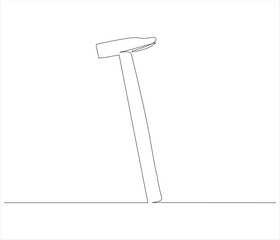 One continuous line drawing of hammer. Single line of hammer vector illustration