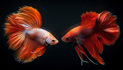 Fototapeta premium A beautiful goldfish swimming in a aquarium