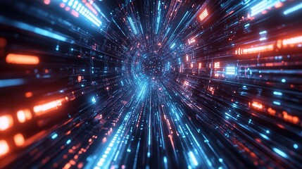 Fototapeta premium Futuristic Neon Background with Glowing Elements in 3D Render