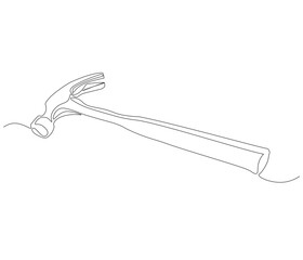 One continuous line drawing of hammer. Single line of hammer vector illustration