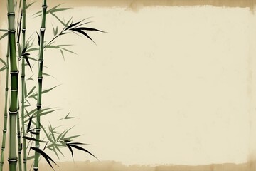 Naklejka premium there is a picture of a bamboo plant with a paper background