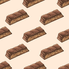 Colored Seamless pattern of chocolate bar sketch