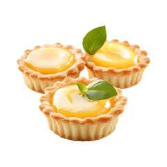 Appetizing Lemon curd tartlets Isolated On Transparent Background