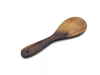 Big wooden spoon isolated on white background. Kitchen set equipment 