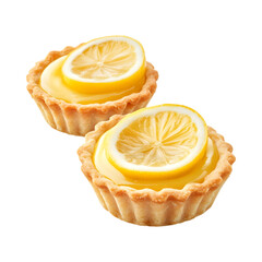 Appetizing Lemon curd tartlets Isolated On Transparent Background