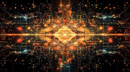 Fototapeta premium Abstract Geometric Digital Background with Technology Elements