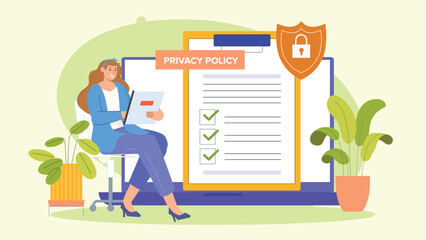 A secure digital environment with a glowing shield, a computer, and security icons for online privacy.