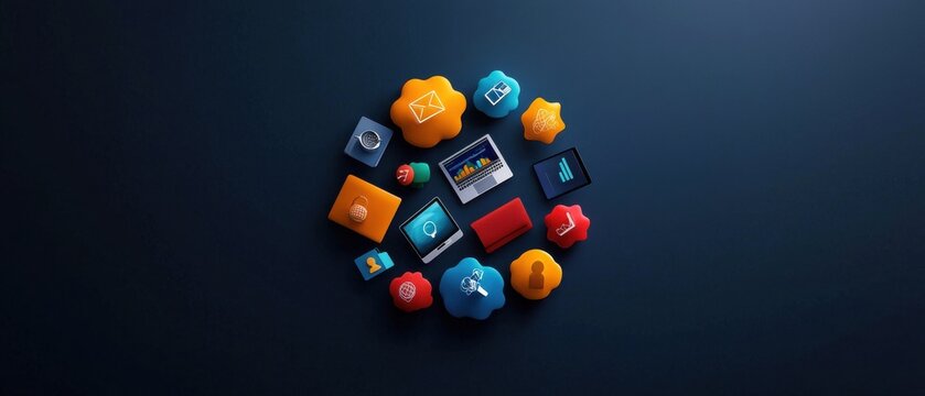 [Virtual gatherings Online communities] Vibrant Colored Marbles in Abstract Pattern on Dark Background