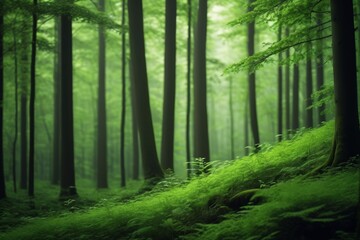 Obraz premium there is a green forest with a path in the middle