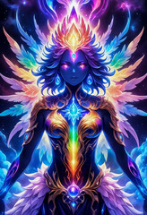 Obraz premium 体内のエネルギーが光る女性,AI画像,Generative AI