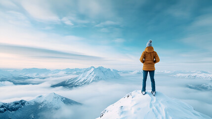 A lone candle burns brightly against a pristine white background, evoking images of winter adventures in the snowy mountains, where skiers and snowboarders carve through the alpine landscape