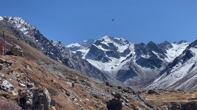 Om Parvat is a sacred peak in the Himalayas whose snow deposition pattern resembles the sacred 'Om'. Situated in Uttarakhand, India