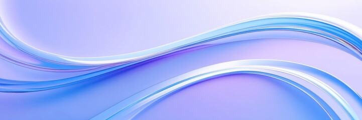 Abstract waves, fluid curves, cool blue tones, light purple hues, dynamic flow, smooth gradients, soft lighting, minimalist design, digital art, vector graphics style, modern background, ethereal atmo © KenPix