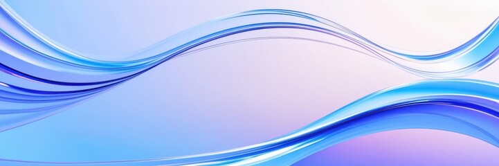 Abstract waves, fluid curves, cool blue tones, light purple hues, dynamic flow, smooth gradients, soft lighting, minimalist design, digital art, vector graphics style, modern background, ethereal atmo © KenPix