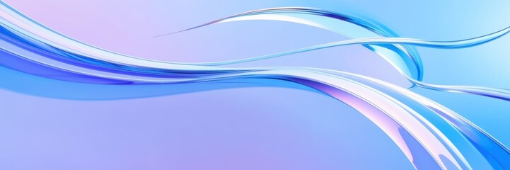 Abstract waves, fluid curves, cool blue tones, light purple hues, dynamic flow, smooth gradients, soft lighting, minimalist design, digital art, vector graphics style, modern background, ethereal atmo © KenPix