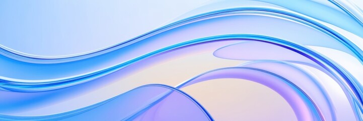 Abstract waves, fluid curves, cool blue tones, light purple hues, dynamic flow, smooth gradients, soft lighting, minimalist design, digital art, vector graphics style, modern background, ethereal atmo © KenPix