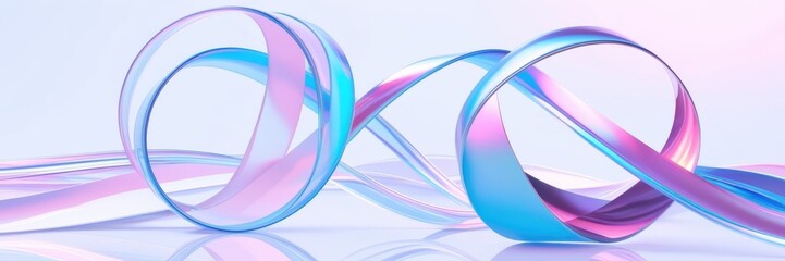 Abstract waves, flowing ribbons, pastel colors, cyan and magenta, ethereal, graceful curves, soft gradients, digital art, minimalist composition, light and airy, translucent layers, dynamic movement, 