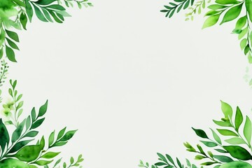 a close up of a green leafy frame with a white background