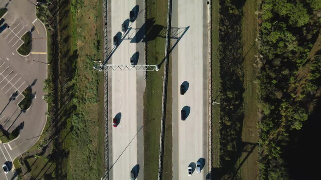 North Florida Route 9B Straight Down Aerial View of Traffic