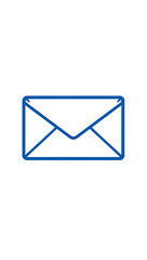 An envelope icon with sharp, clean lines, representing email or messaging, on a white background.
