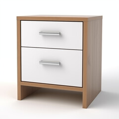 TwoDrawer Nightstand Oak Wood  White Modern Bedroom Furniture
