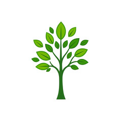 A minimalist tree icon with a green leaf design, simple and elegant on a white background.
