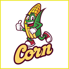 Happy Corn Mascot Graphic