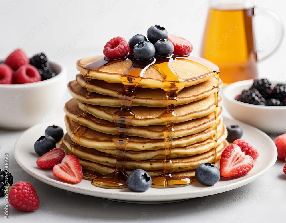 Canvas Prints stack of pancakes with berries