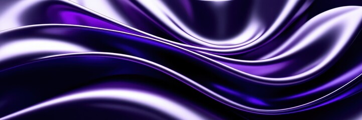 Naklejka premium Abstract fluid waves, deep purple and white swirls, flowing curves, silky smooth texture, glossy surface, dynamic movement, ultra high resolution, 8K render, digital art, vibrant colors, sleek design,