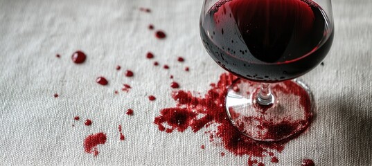 Spilled Red Wine on White Tablecloth - Symbol of Guilt and Emotional Turmoil