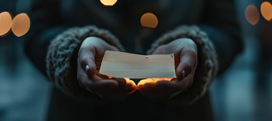 Emotional Expression: Hands Holding a Handwritten Apology Note in Focused Light