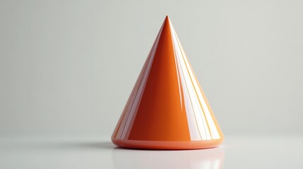 Fototapeta premium A smooth orange 3D cone, standing out on a pure white canvas 