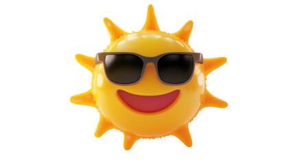 Cheerful Cartoon Sun with Sunglasses and a Big Smile Perfect for Summer Themes and Bright Designs