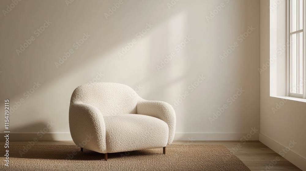 Poster Cozy White Lounge Chair in Minimalist Interior Design Space