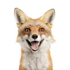 Fototapeta premium Happy fox with bright eyes and friendly expression on transparency background