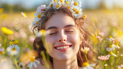Fototapeta premium Inner Happiness: Finding peace and joy by focusing on gratitude, staying positive, and living in the present moment, creating lasting contentment from within. 