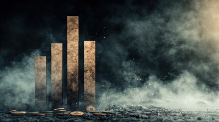 Analyzing business growth trends financial sector infographic dark environment close-up view economic insights